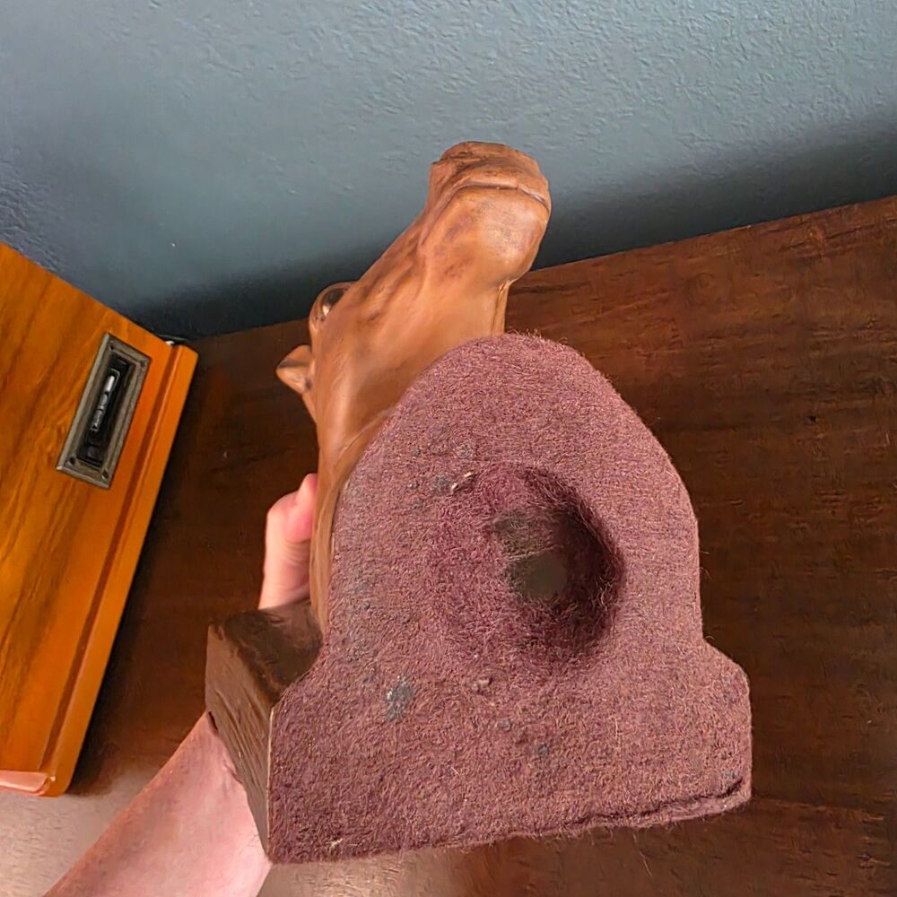 Vintage Ceramic Horse Head Statue Bookend Brown Matte Finish Rustic Equestrian - Picture 8 of 8